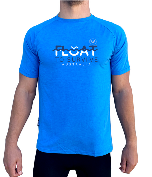 Mens UV Performance S/S Tech Tee - Cyan - FLOAT TO SURVIVE